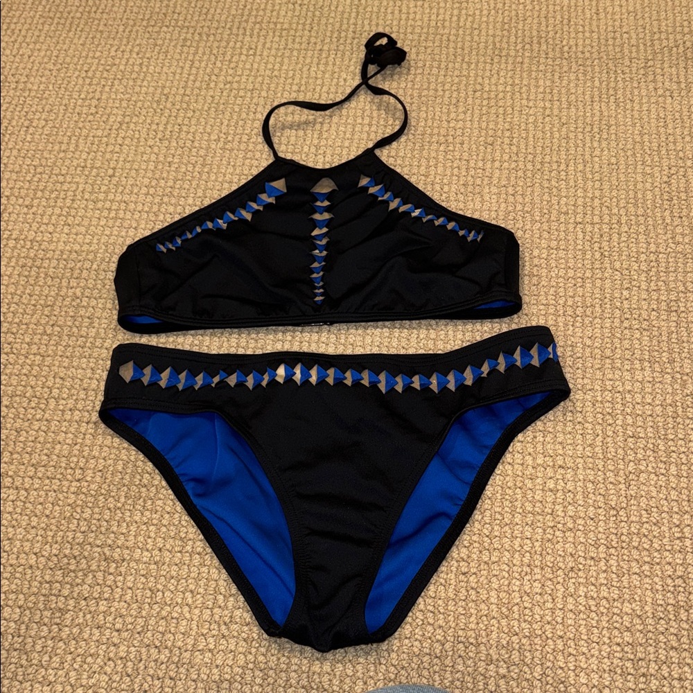 Kenneth Cole New York Black and Blue Studded Bikini